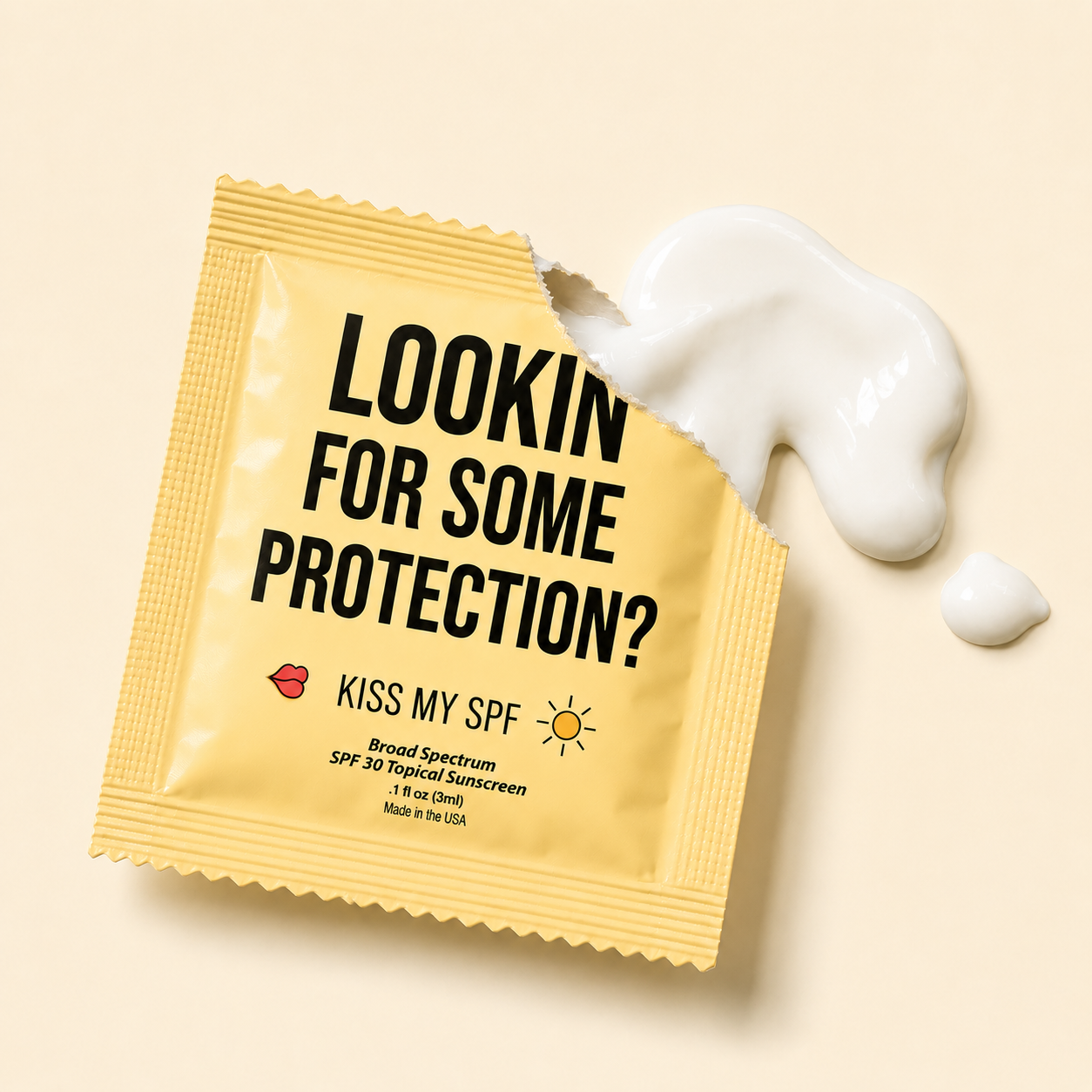sunscreen splatted out of the packet