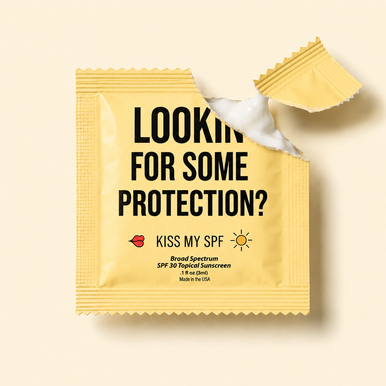 sunscreen squeezing out of the packet